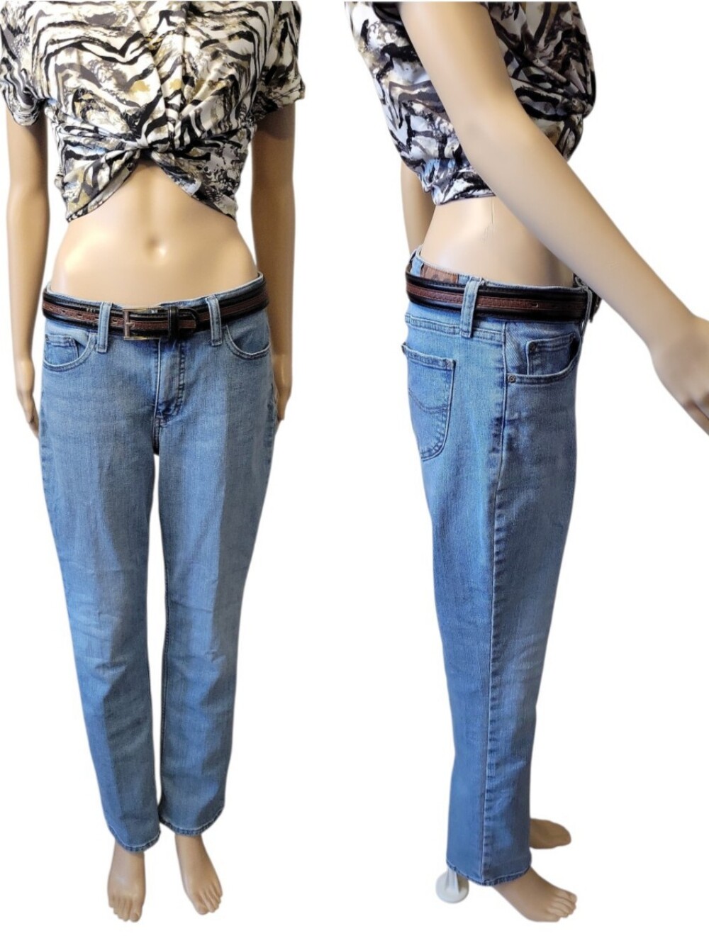 Lee Women’s Midrise Straight Leg Jeans Stretch Light Wash Blue Size 10M EUC